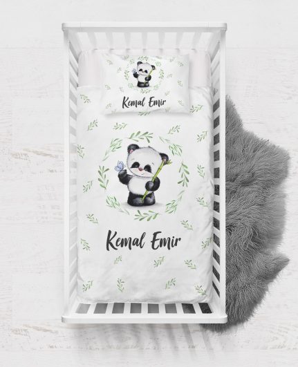 Panda Ve Kelebek Tasarımlı Nevresim