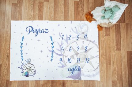 Pusula Tasarımlı Bebek Aylık Anı Örtüsü