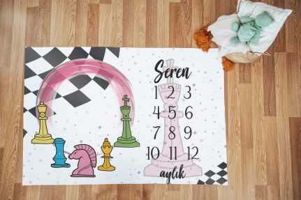 Pembeli Satranç Bebek Aylık Anı Örtüsü