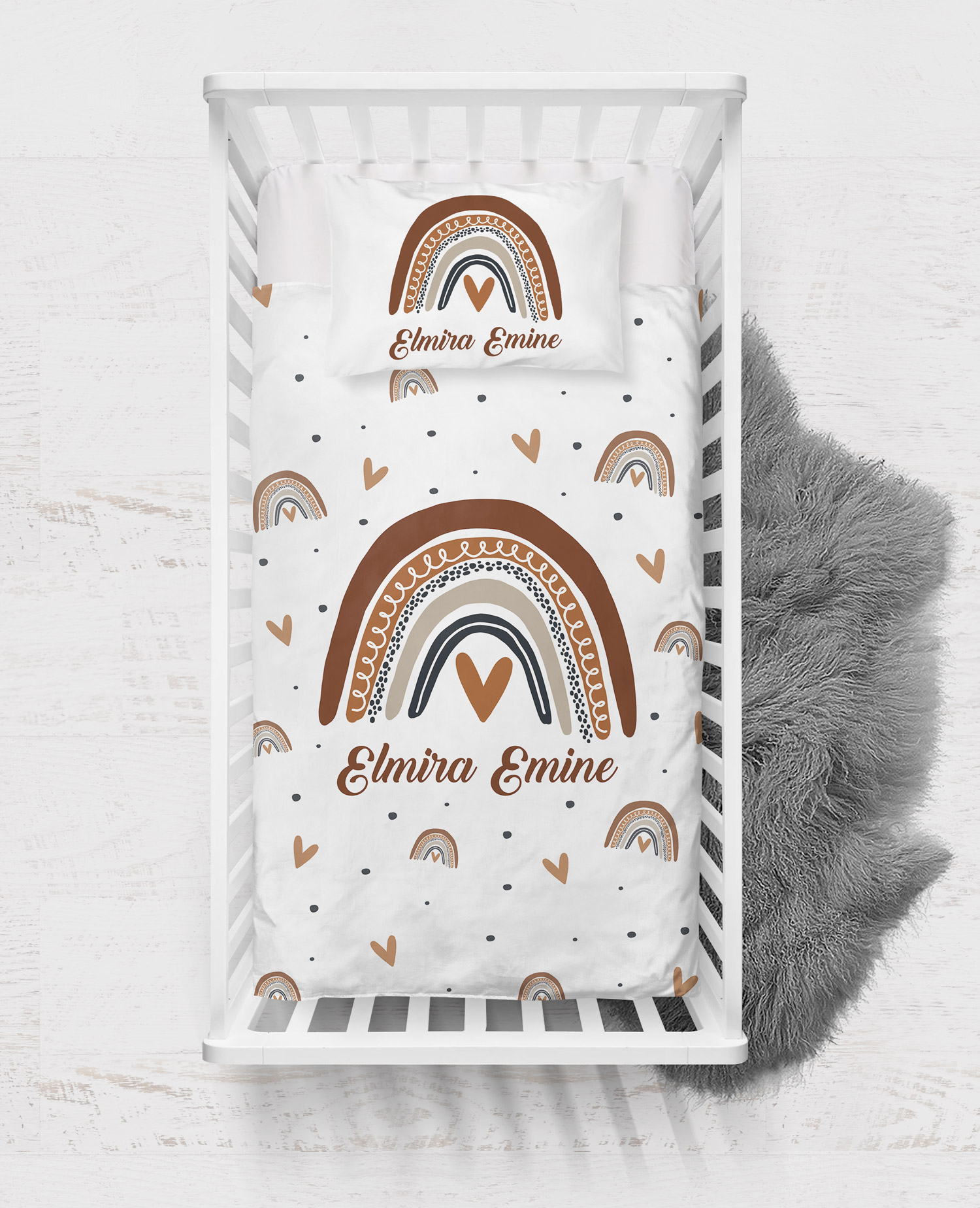 Boho Kahverengi Gökkuşağı Tasarımlı Nevresim Seti