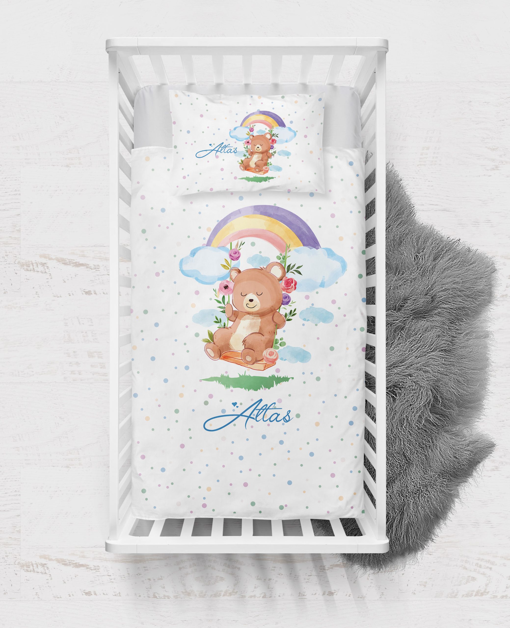 Bear and Rainbow Tasarımlı Nevresim Seti - Görsel 2