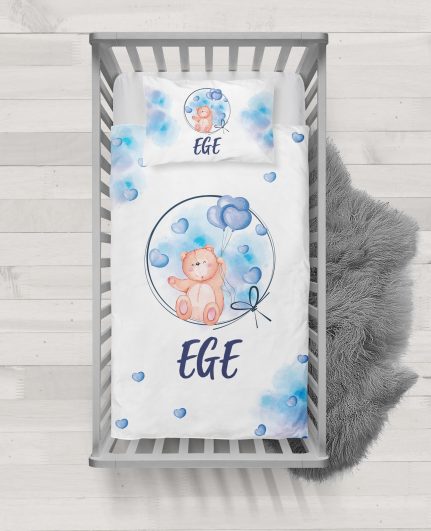Teddy Bear Mavi Tasarımlı Nevresim