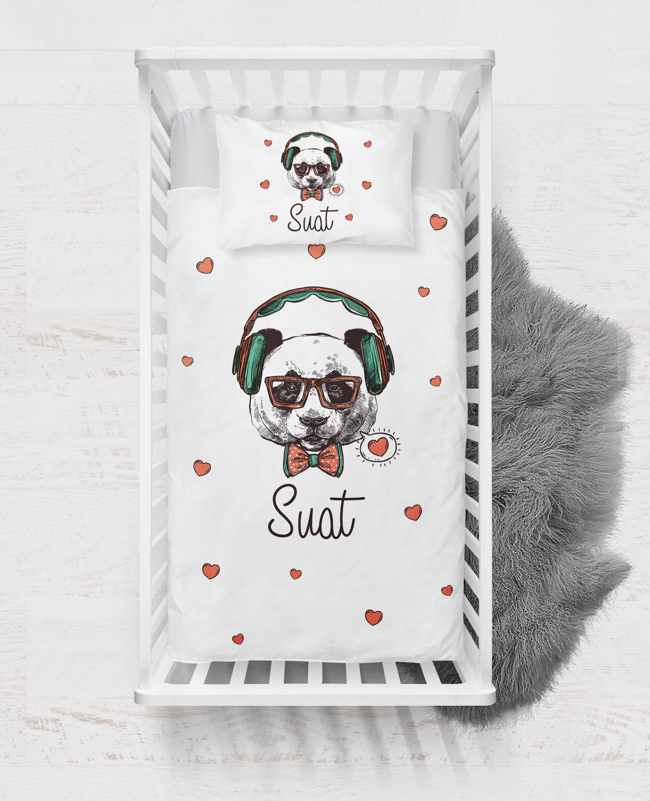Panda ve Kalp Tasarımlı Nevresim Seti - Görsel 2