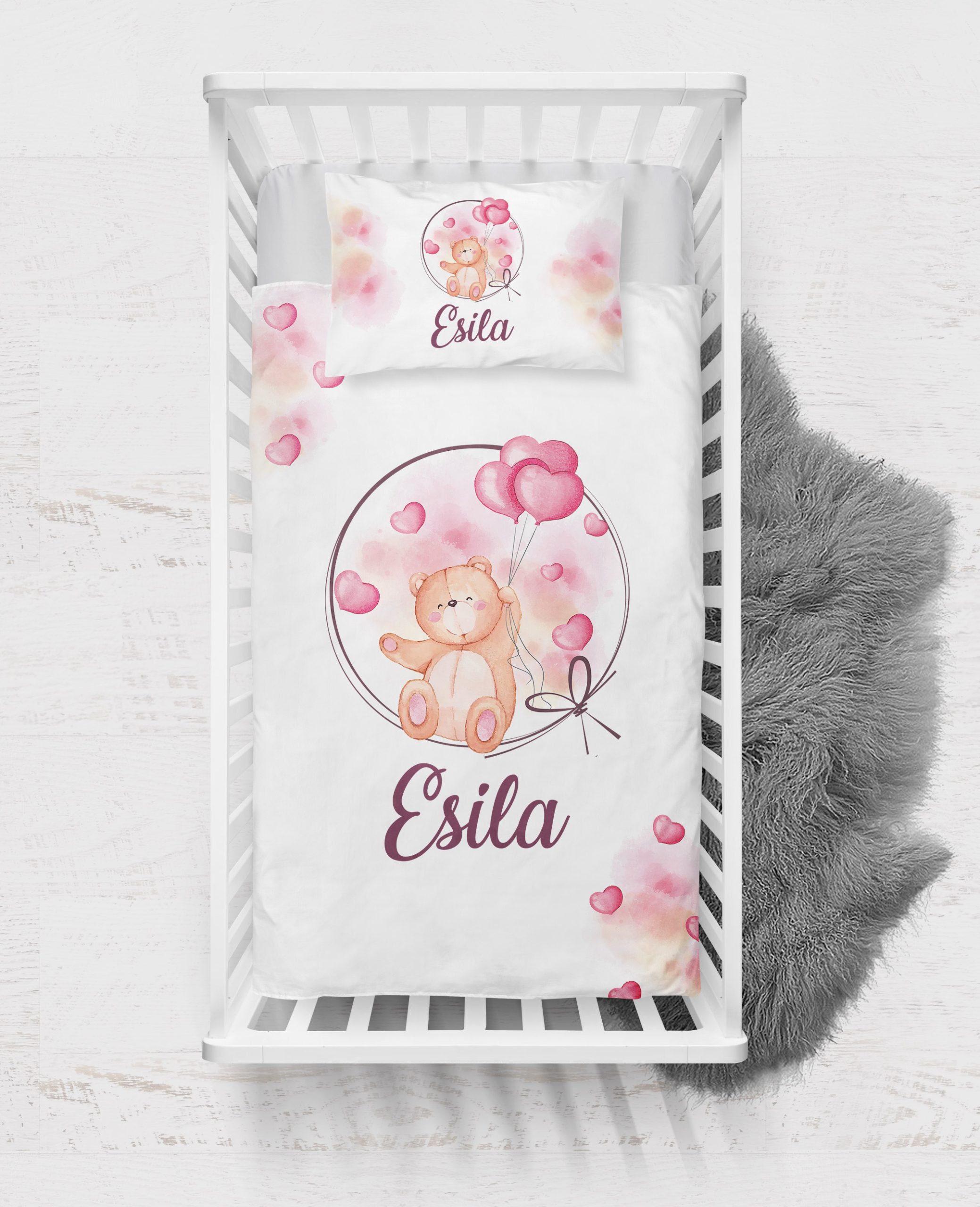 Teddy Bear Pembe Tasarımlı Nevresim - Görsel 2